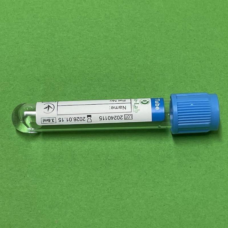 Пробірка Вакуумна 13*75 мм, для забору крові 3,6 мл, "SENTE-LAB", стерильна, з цитратом натрію 3,2% для коагулометрії (1:9 0,109 mol/L) для IVD